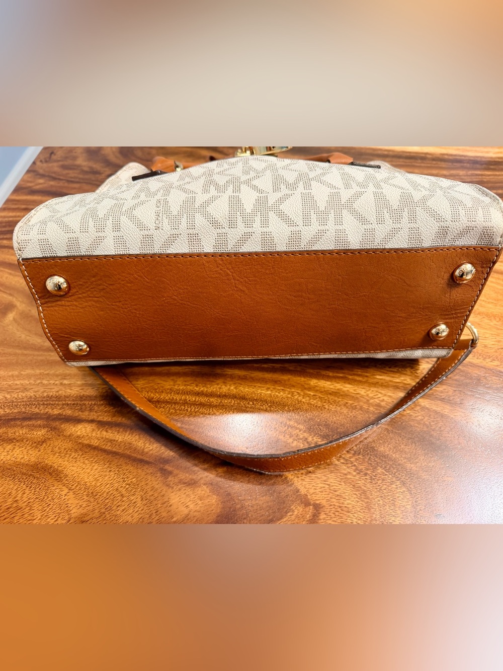 MICHAEL KORS Hamilton East West Tote Satchel Signature Canvas & Leather GUC - Picture 9 of 17